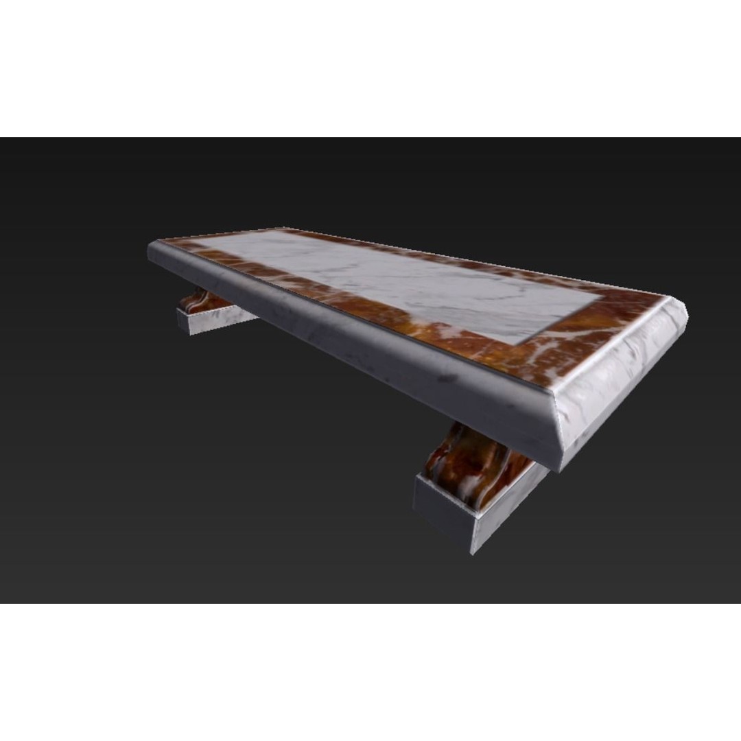 Roman Marble Bench 3D Model – Low Poly Architectural Decoration, FBX - View 9
