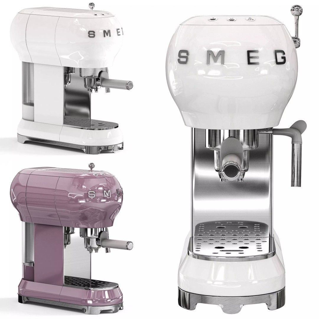 SMEG Manual Espresso Coffee Machine 3D Model – High Poly PBR Asset, FBX, OBJ - View 2
