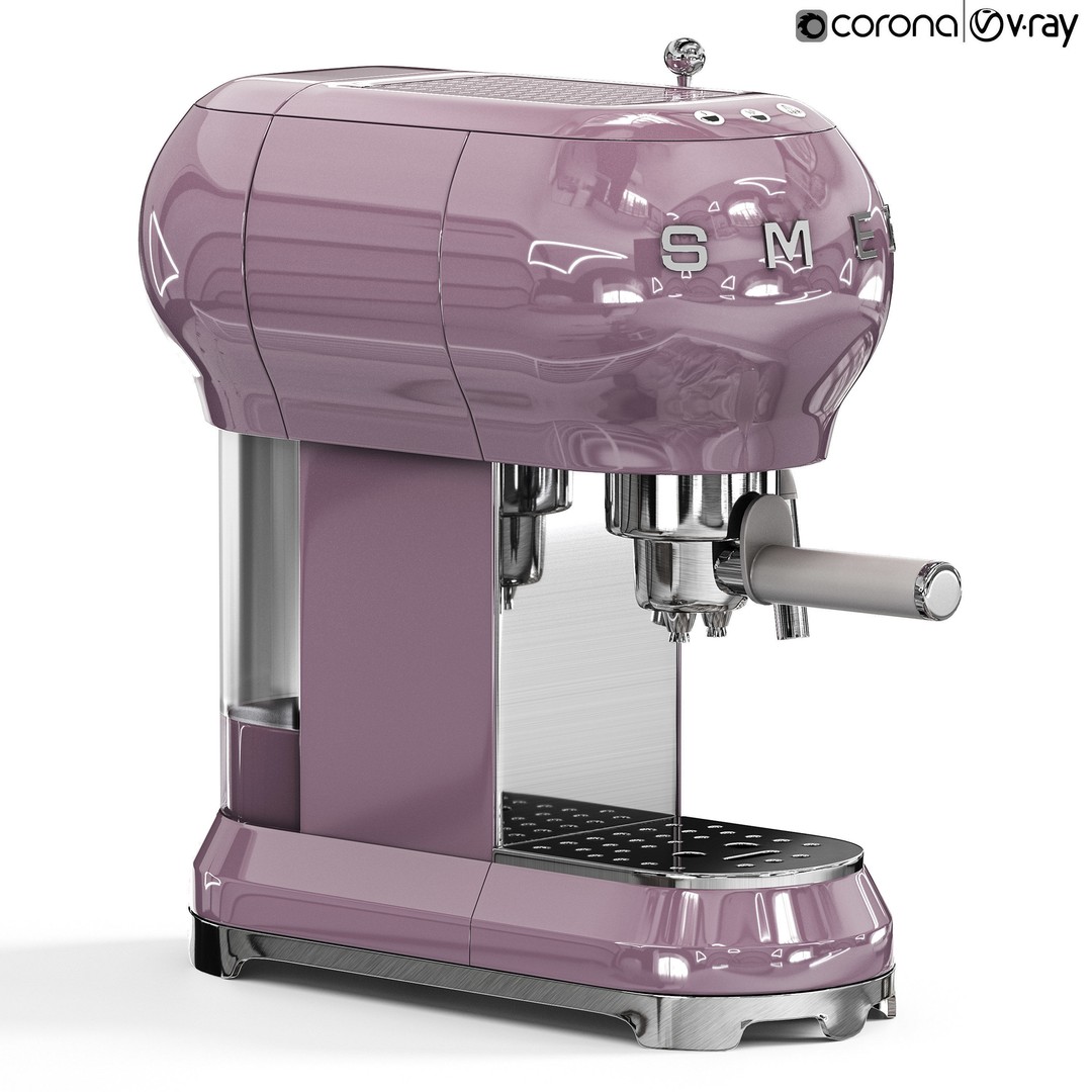 SMEG Manual Espresso Coffee Machine 3D Model – High Poly PBR Asset, FBX, OBJ - View 3