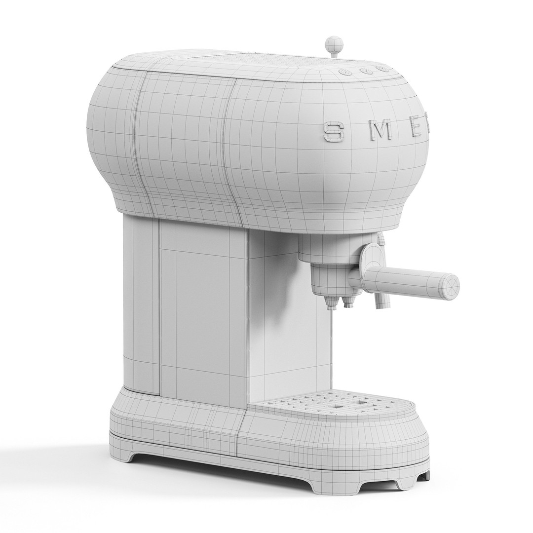 SMEG Manual Espresso Coffee Machine 3D Model – High Poly PBR Asset, FBX, OBJ - View 4