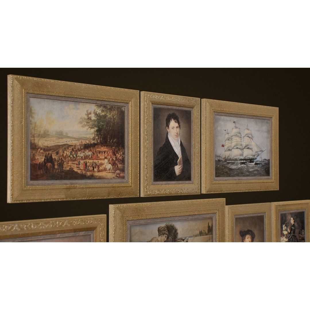 Victorian Paintings 3D Model – PBR Low Poly Game Ready Asset - View 12