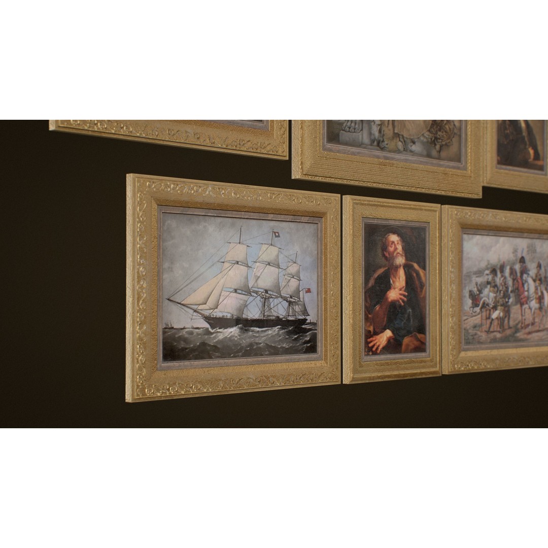 Victorian Paintings 3D Model – PBR Low Poly Game Ready Asset - View 13