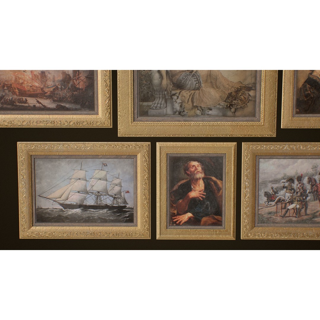 Victorian Paintings 3D Model – PBR Low Poly Game Ready Asset - View 14