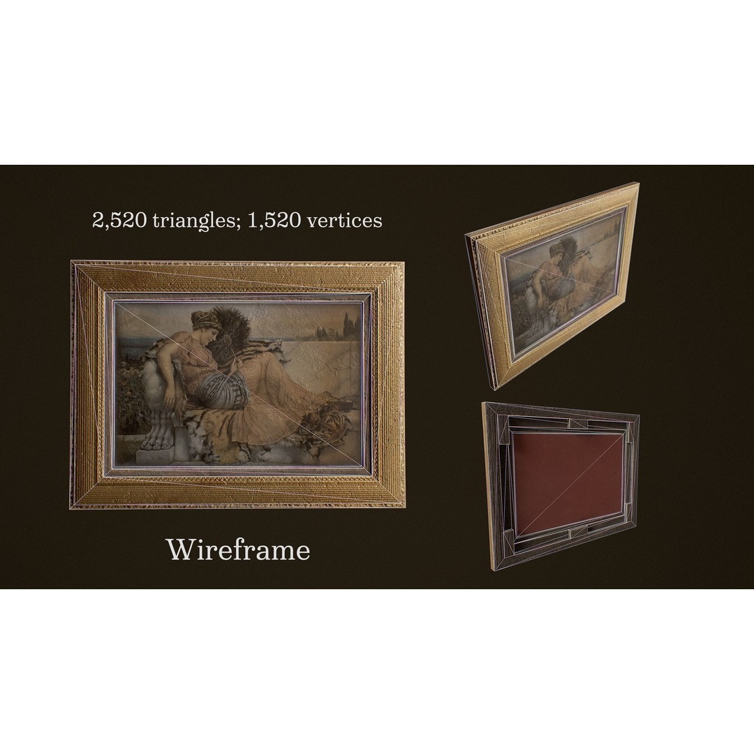Victorian Paintings 3D Model – PBR Low Poly Game Ready Asset - View 16