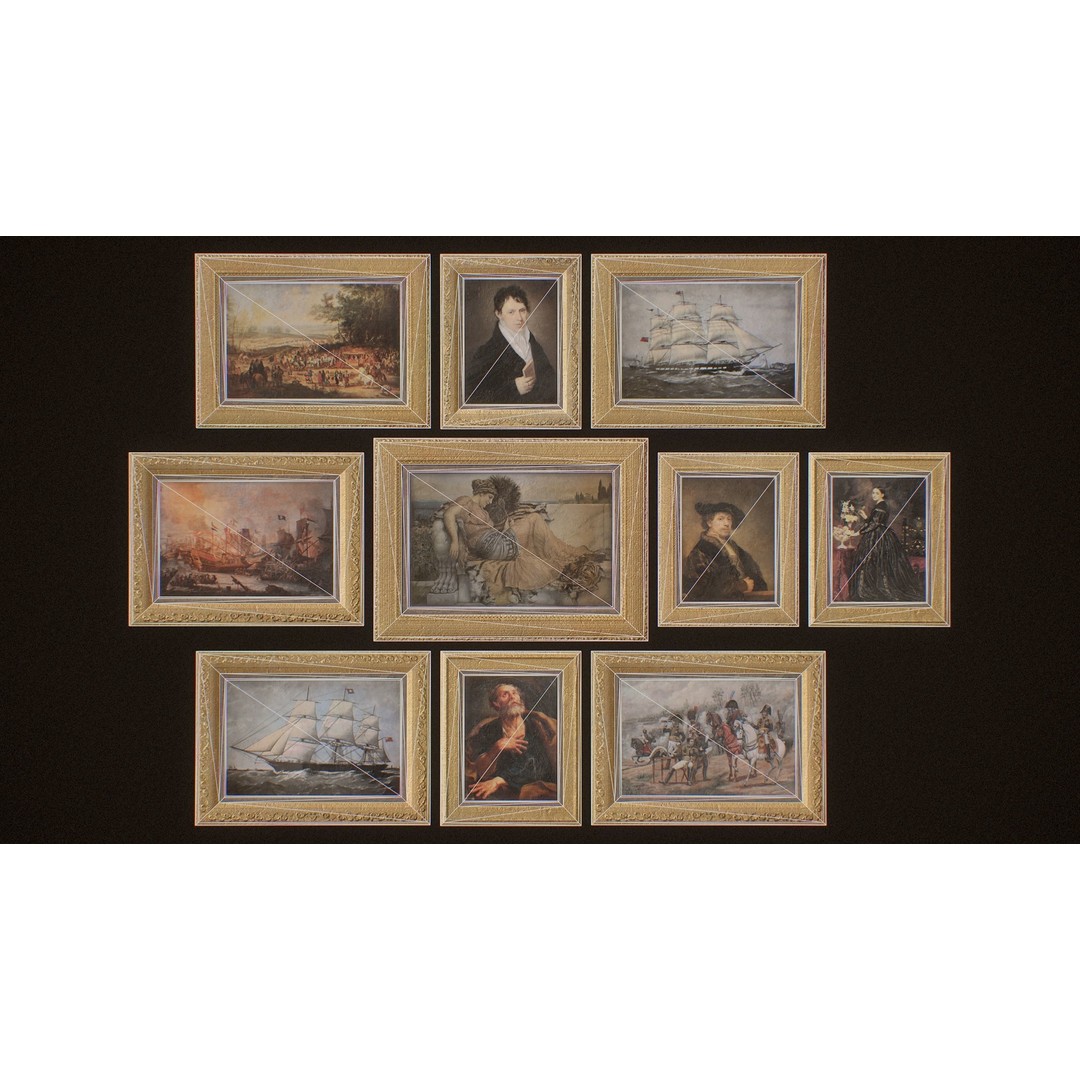 Victorian Paintings 3D Model – PBR Low Poly Game Ready Asset - View 17