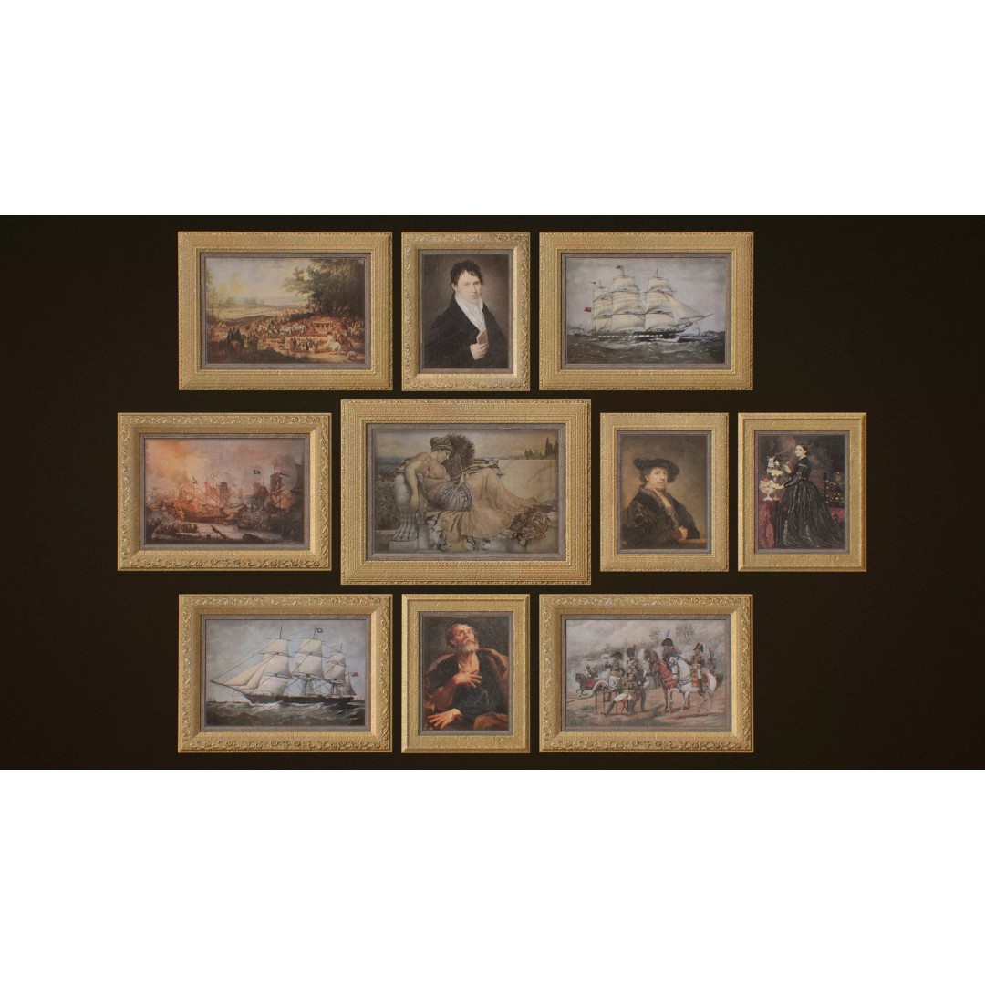 Victorian Paintings 3D Model – PBR Low Poly Game Ready Asset - View 2