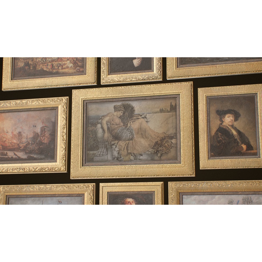 Victorian Paintings 3D Model – PBR Low Poly Game Ready Asset - View 3