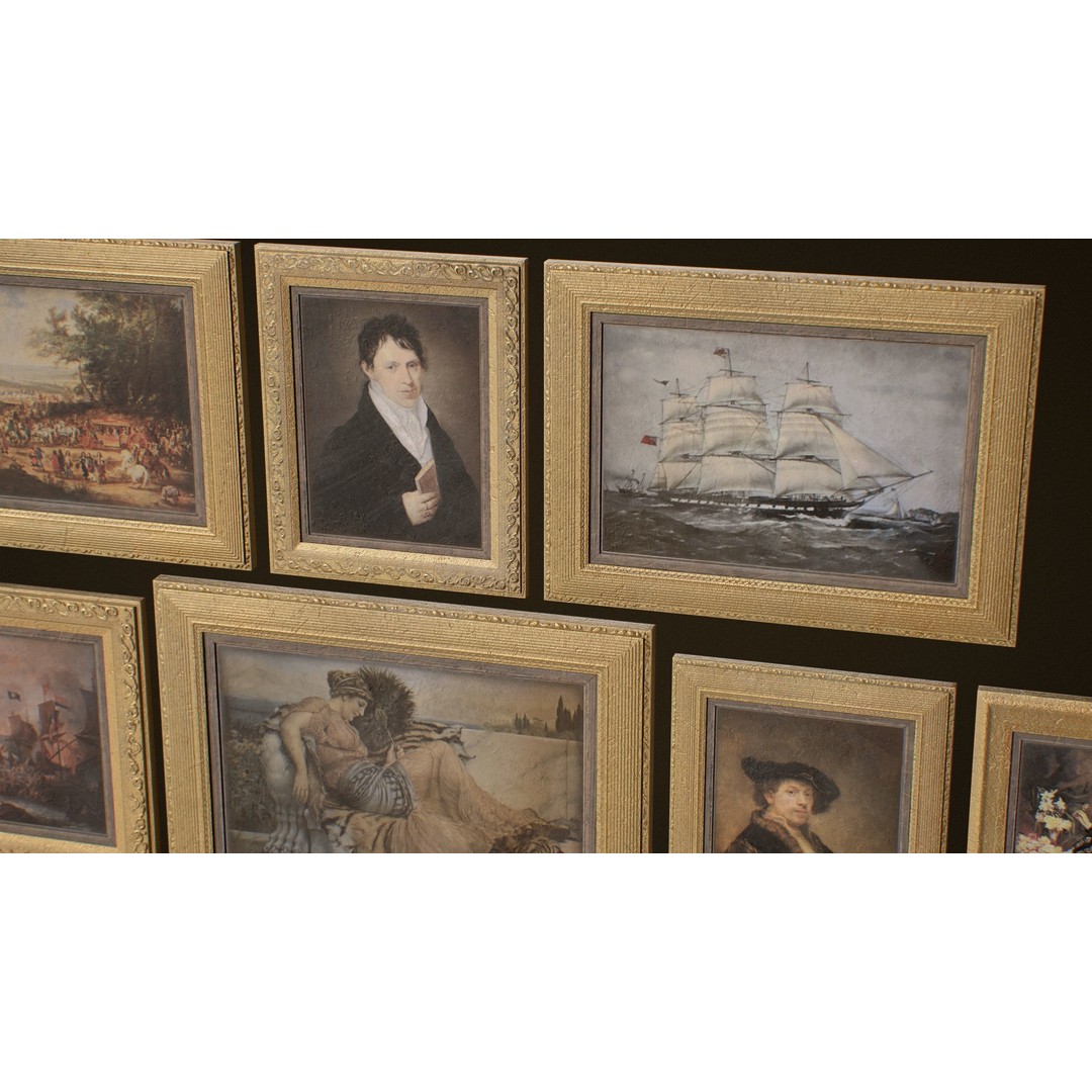 Victorian Paintings 3D Model – PBR Low Poly Game Ready Asset - View 6
