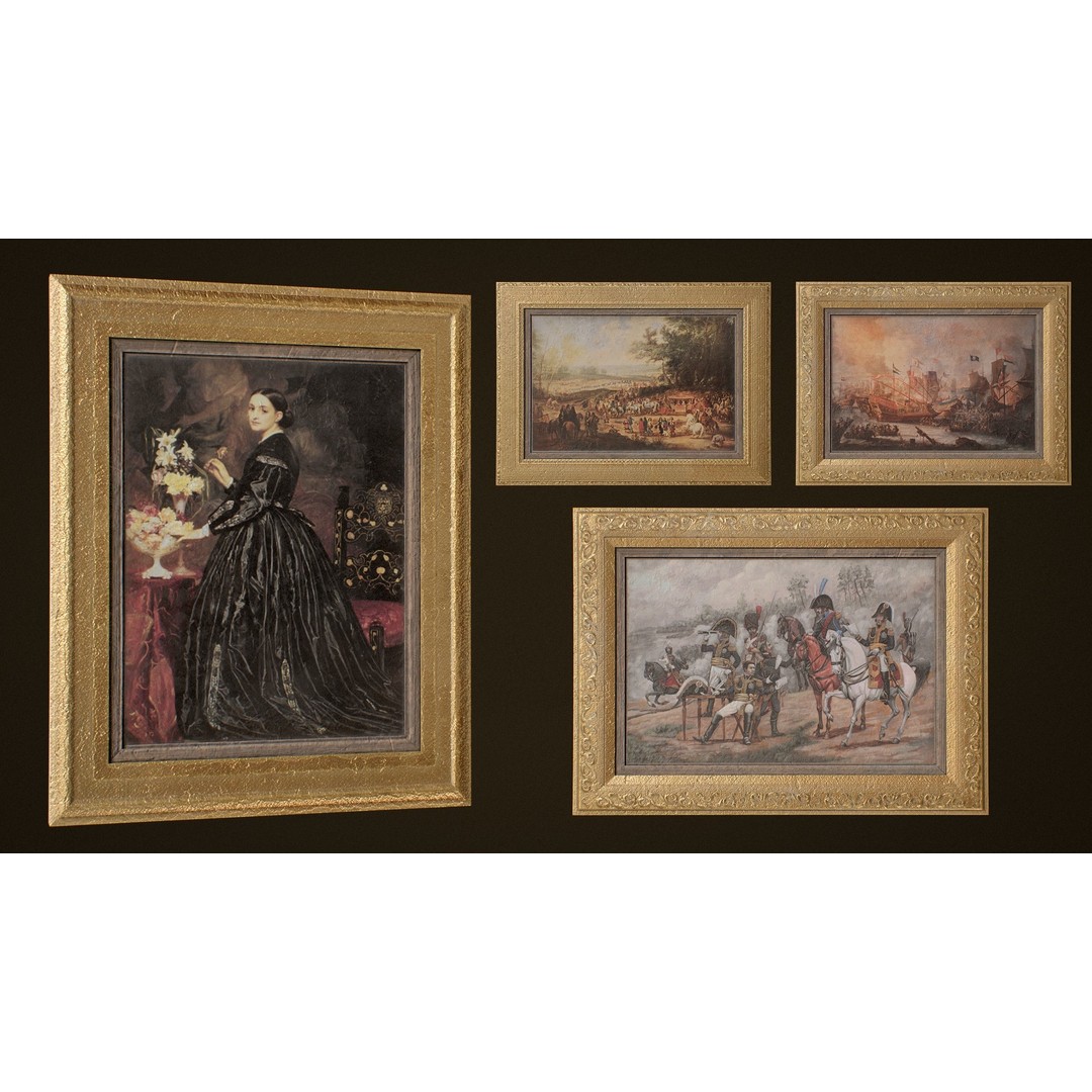 Victorian Paintings 3D Model – PBR Low Poly Game Ready Asset - View 9