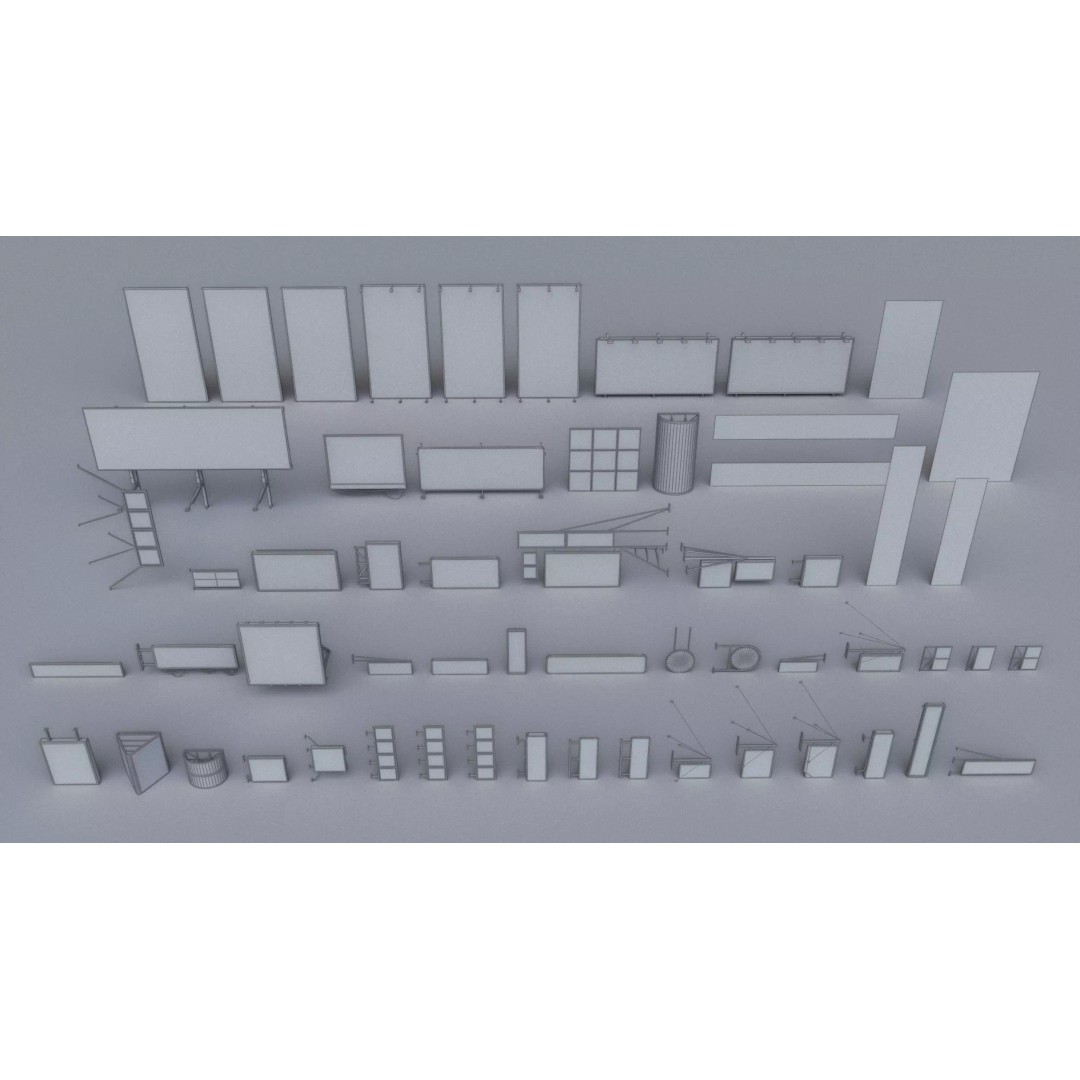 Cyberpunk Billboards 3D Model – Low Poly Sci-Fi Asset, FBX - View 12