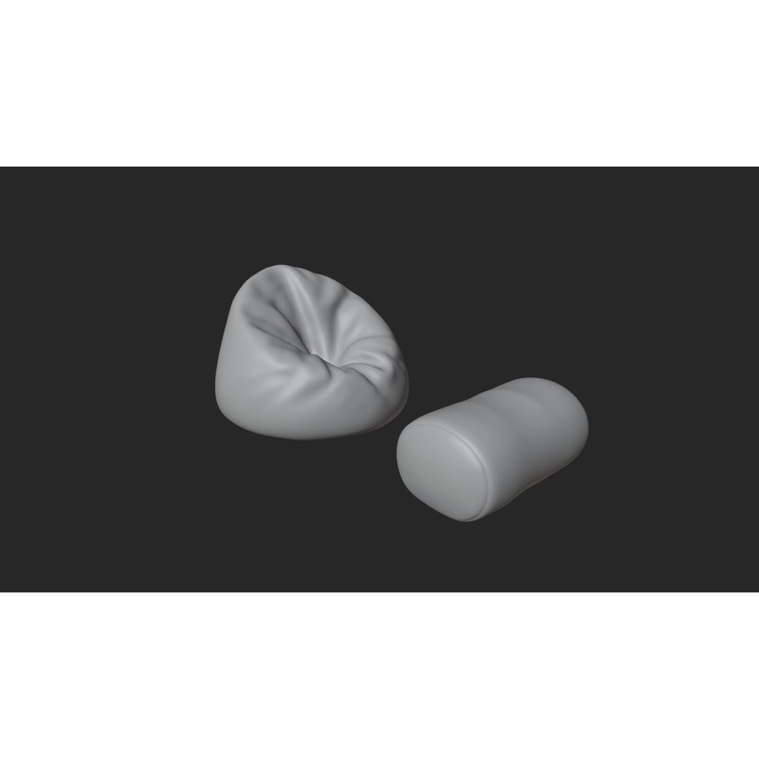 Bean Bag Chair 3D Model – Low Poly Gaming Asset with Foot Rest - View 4