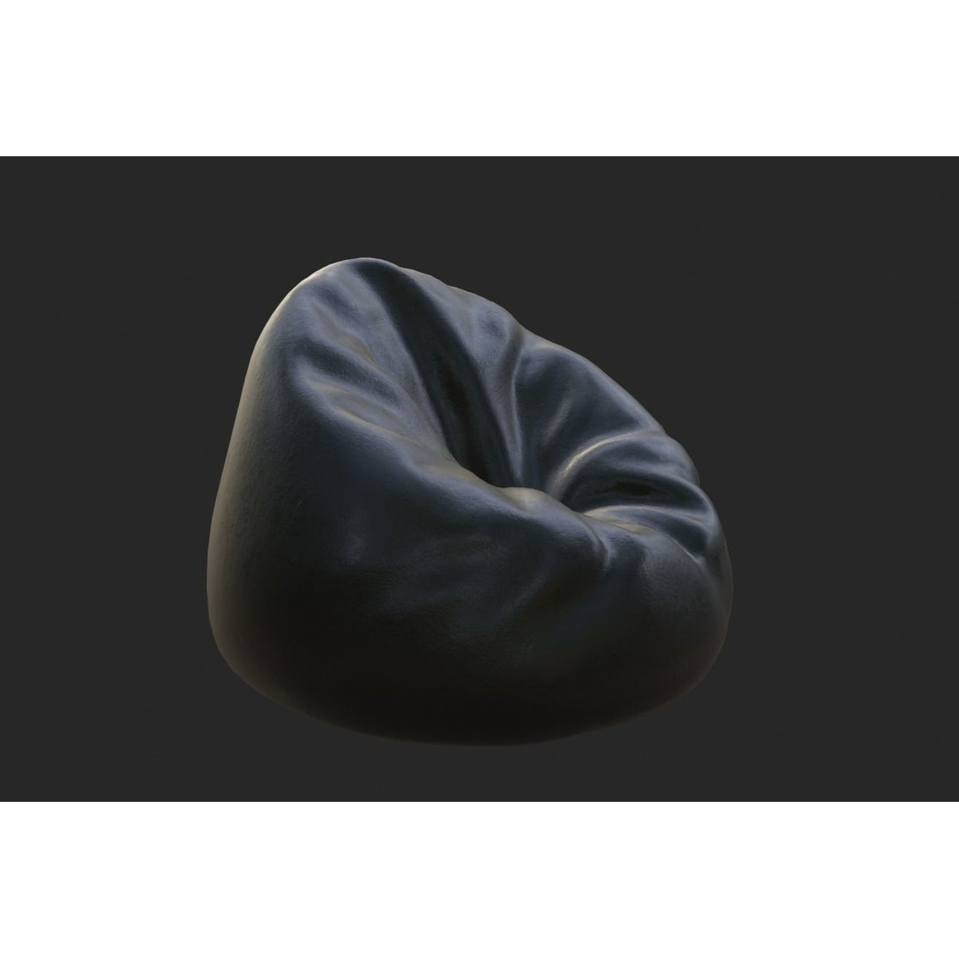 Bean Bag Chair 3D Model – Low Poly Gaming Asset with Foot Rest - View 6