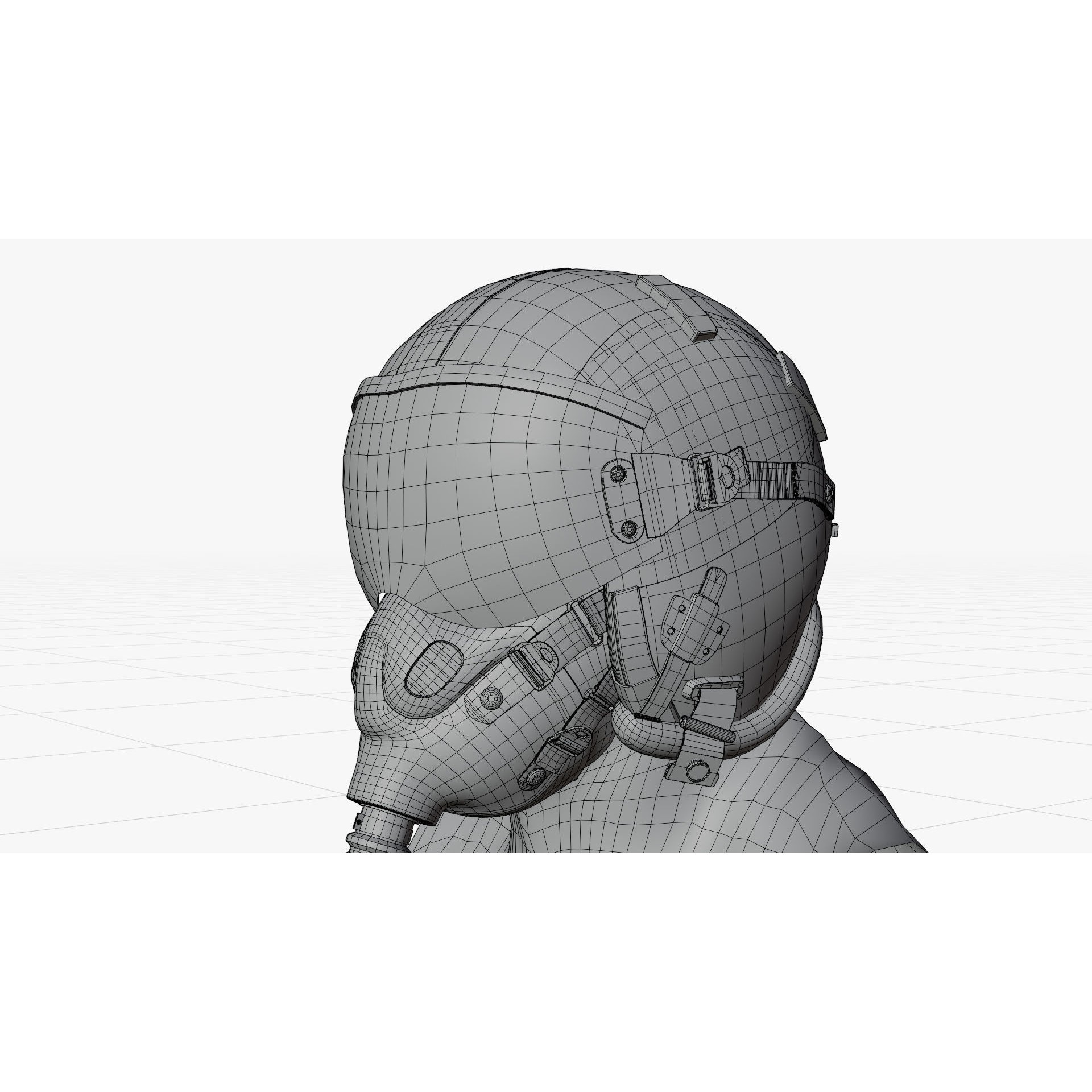 Pilot Helmet - Low-Poly Game-Ready 3D Model - View 13