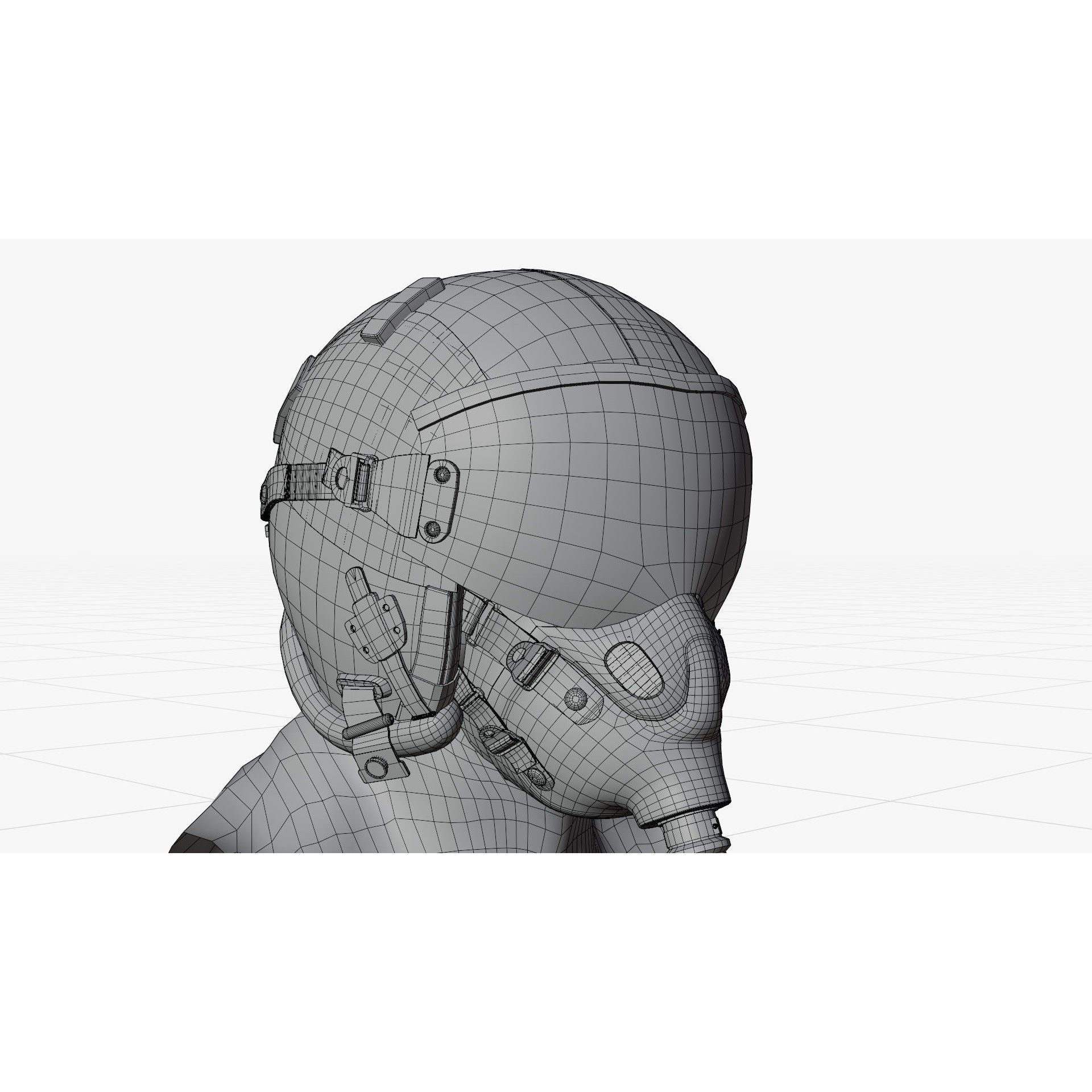 Pilot Helmet - Low-Poly Game-Ready 3D Model - View 7