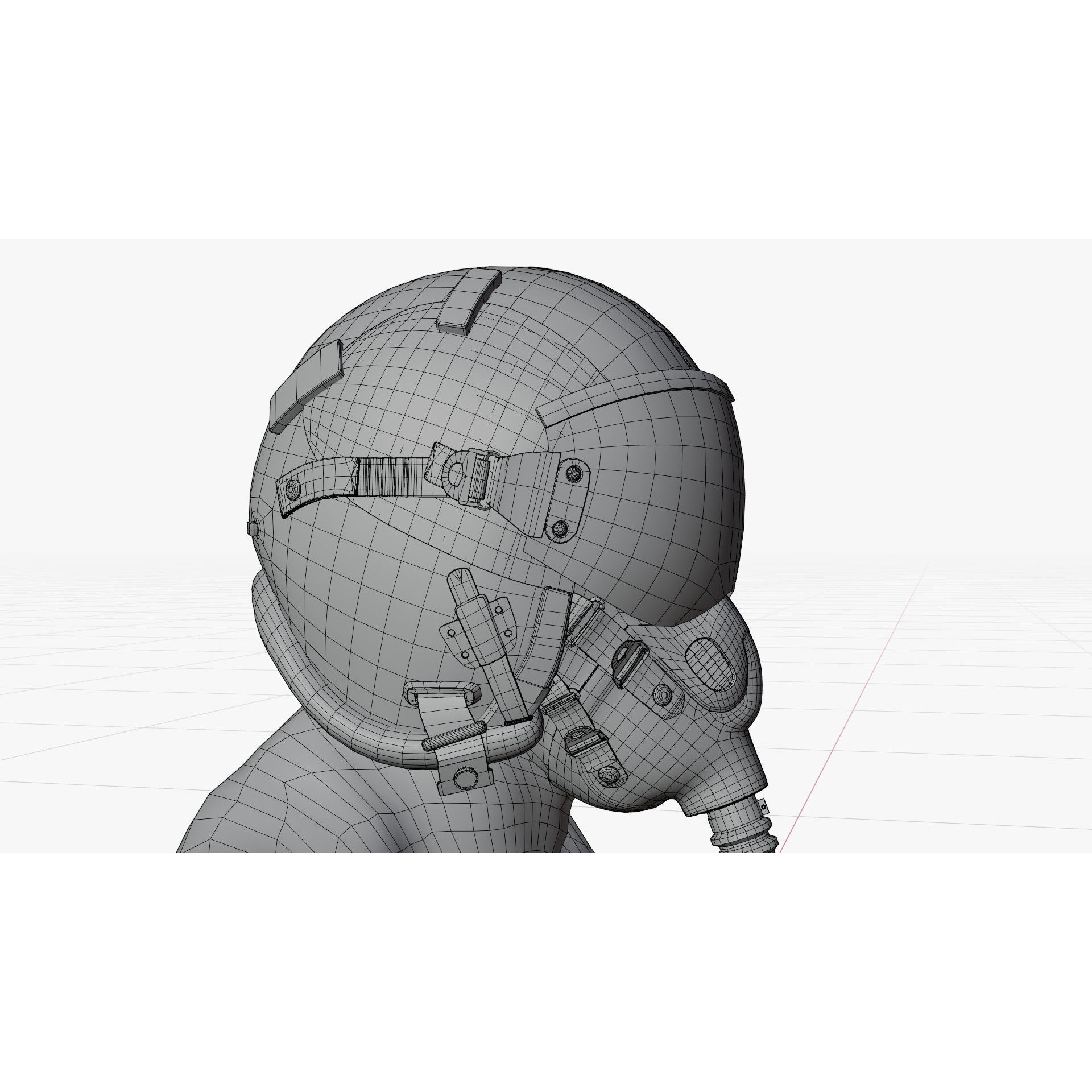 Pilot Helmet - Low-Poly Game-Ready 3D Model - View 9