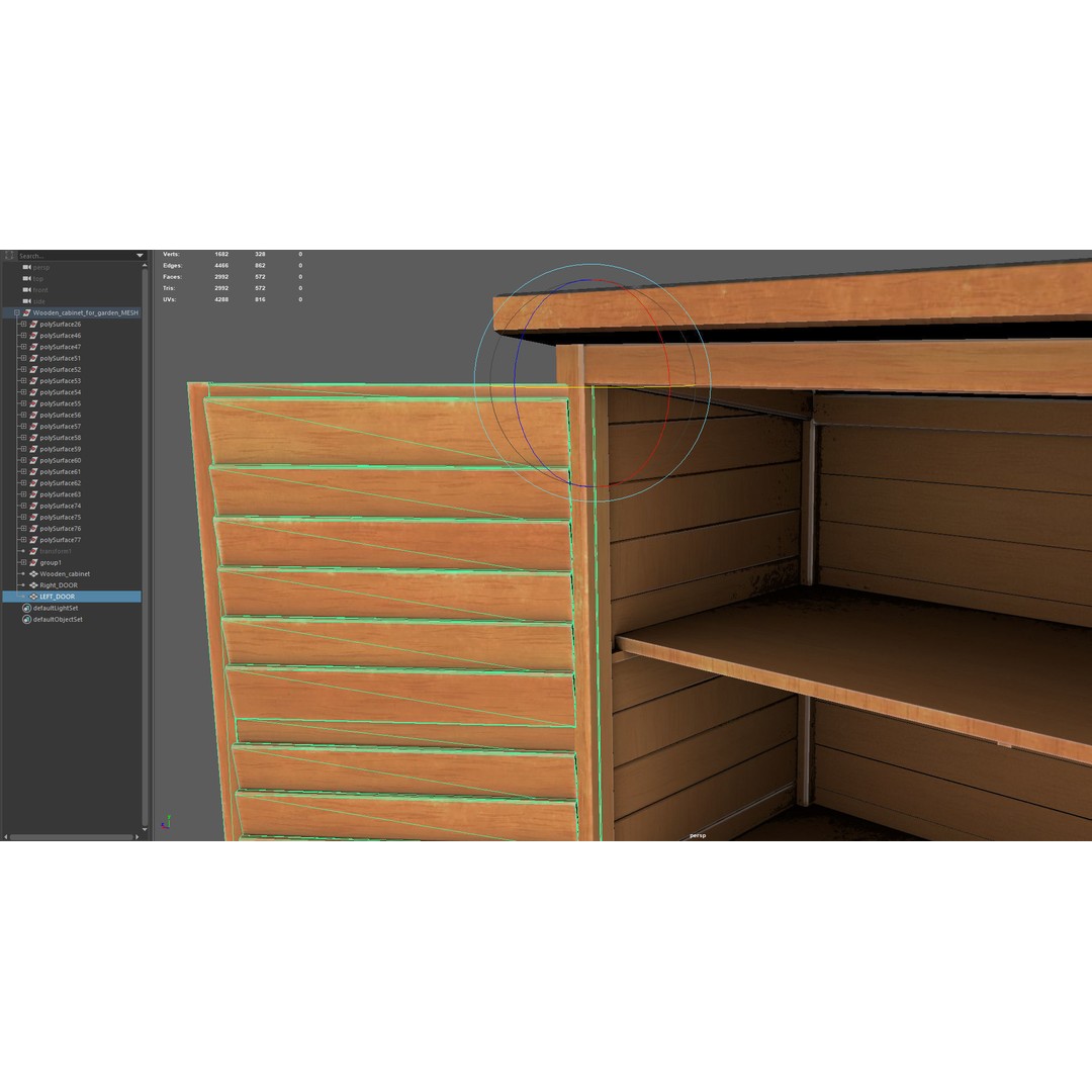 Wooden Cabinet 3D Model – Low Poly Garden Furniture, PBR Textures
