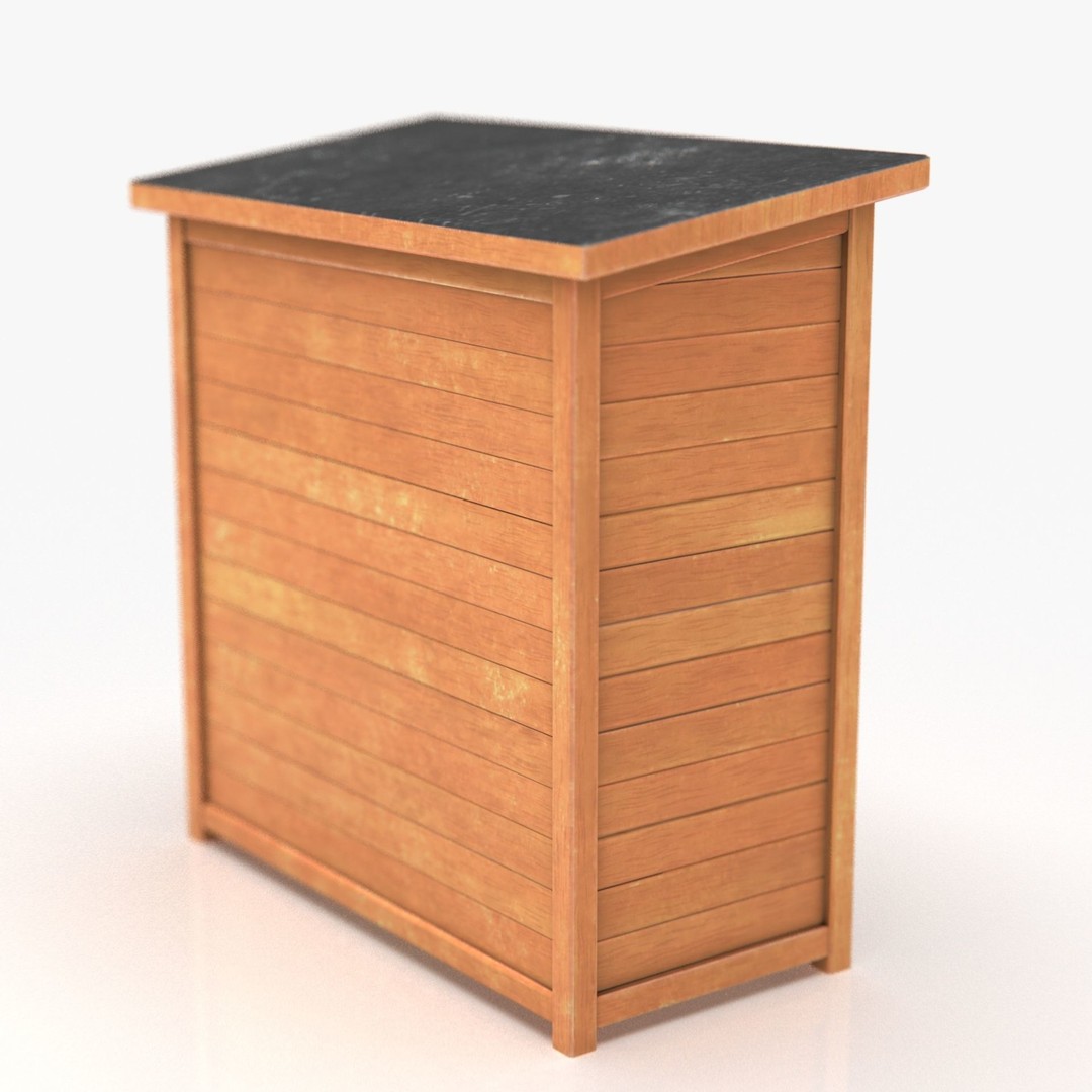 Wooden Cabinet 3D Model – Low Poly Garden Furniture, PBR Textures - View 5