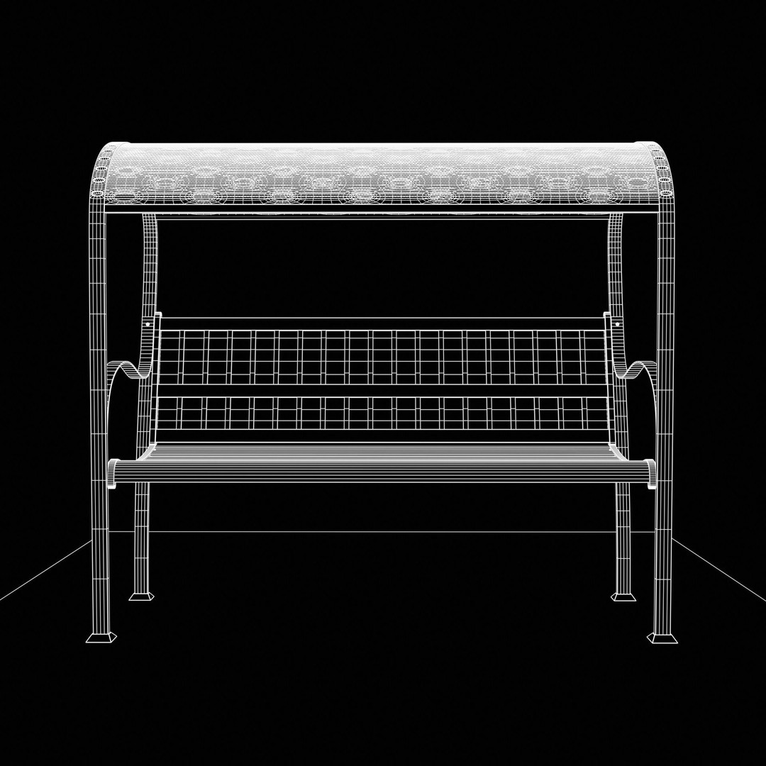 Steel Mesh Outdoor Bench 3D Model – Low Poly Game Asset, PBR, Blender, FBX