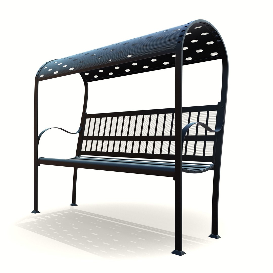 Steel Mesh Outdoor Bench 3D Model – Low Poly Game Asset, PBR, Blender, FBX - View 10
