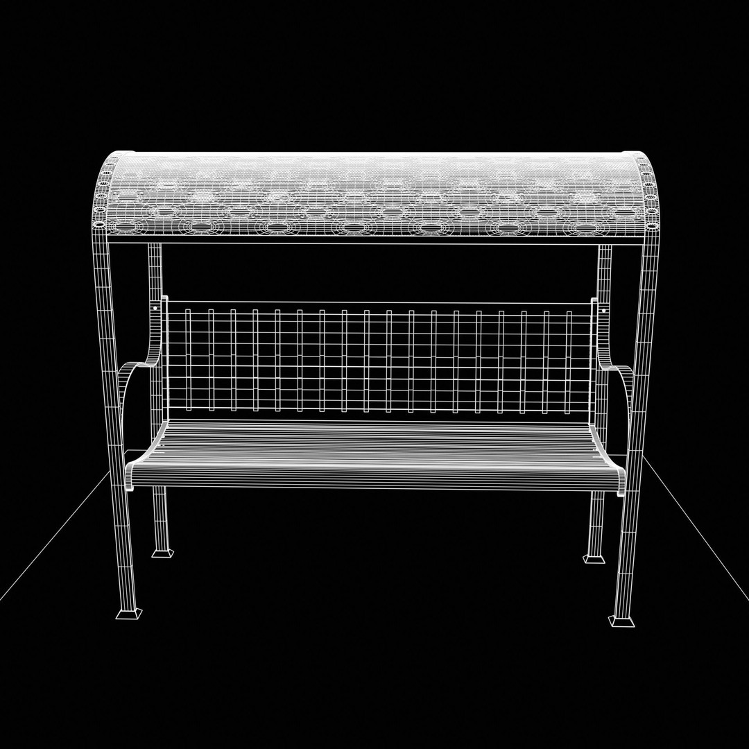 Steel Mesh Outdoor Bench 3D Model – Low Poly Game Asset, PBR, Blender, FBX - View 13