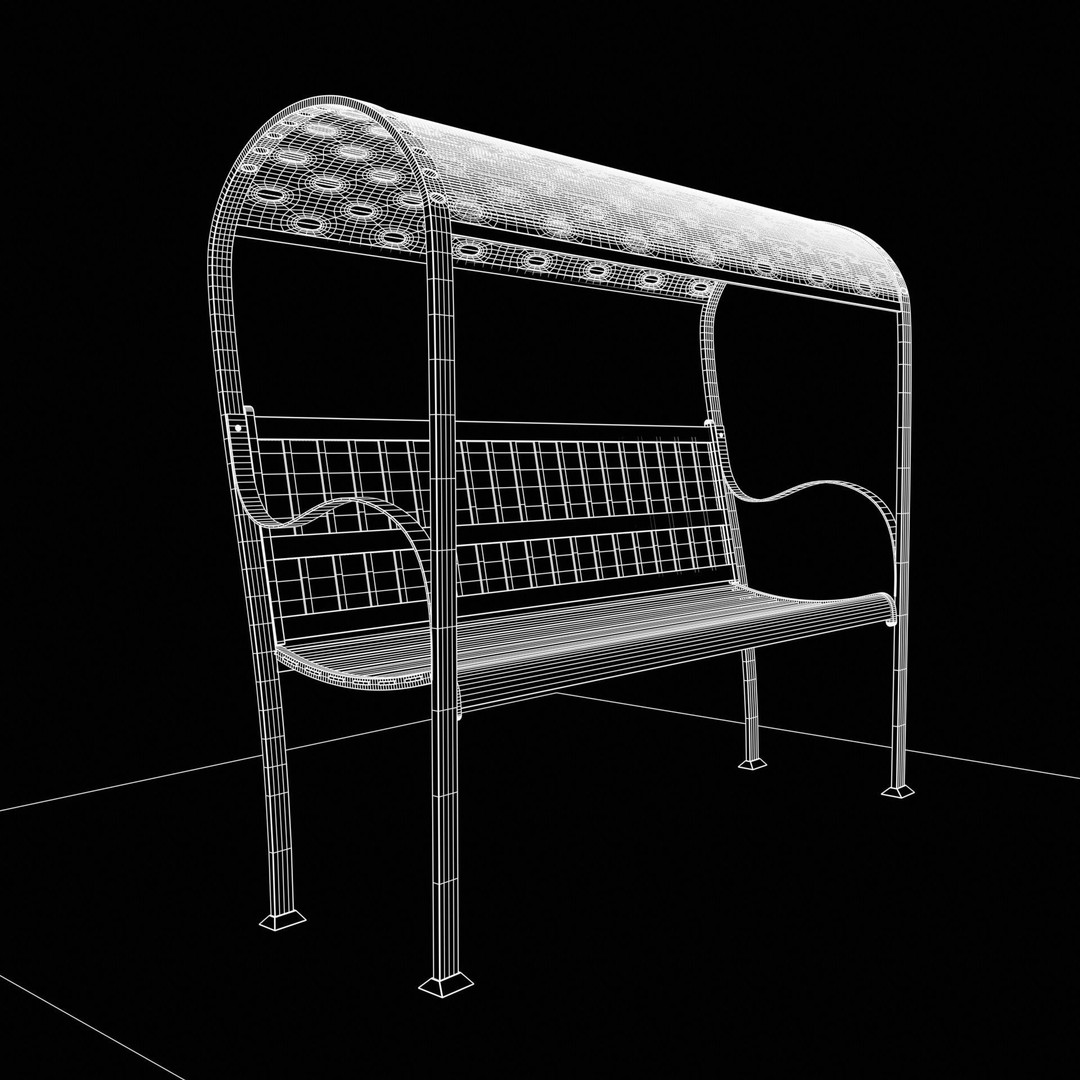 Steel Mesh Outdoor Bench 3D Model – Low Poly Game Asset, PBR, Blender, FBX - View 14