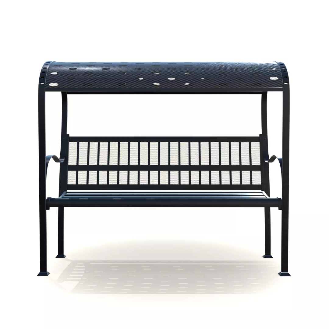 Steel Mesh Outdoor Bench 3D Model – Low Poly Game Asset, PBR, Blender, FBX - View 2