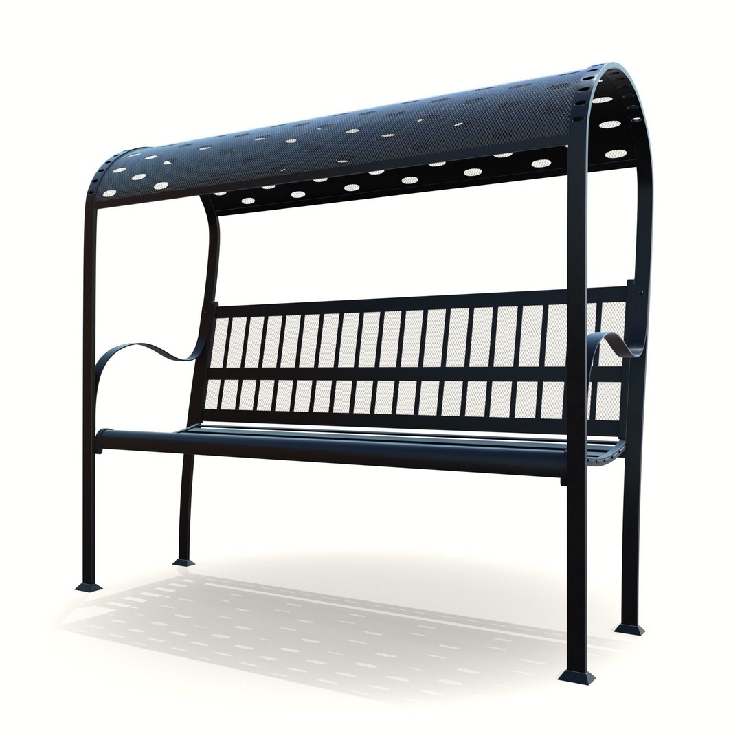 Steel Mesh Outdoor Bench 3D Model – Low Poly Game Asset, PBR, Blender, FBX - View 4