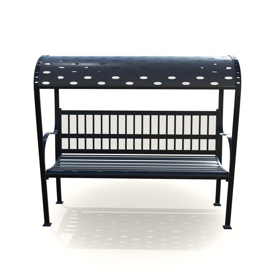 Steel Mesh Outdoor Bench 3D Model – Low Poly Game Asset, PBR, Blender, FBX - View 5