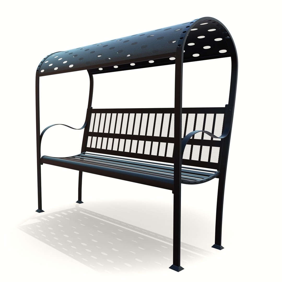 Steel Mesh Outdoor Bench 3D Model – Low Poly Game Asset, PBR, Blender, FBX - View 6