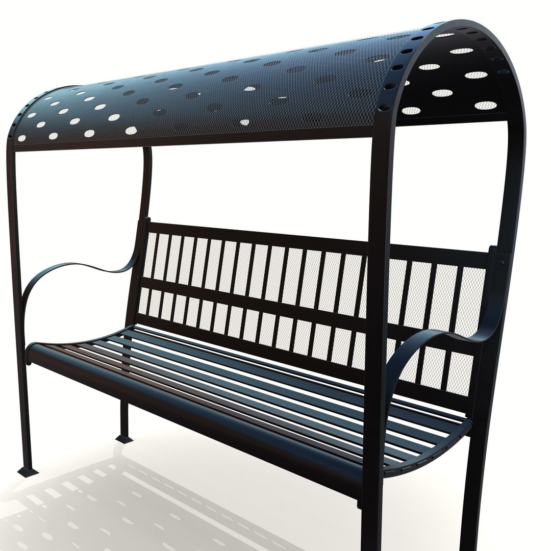 Steel Mesh Outdoor Bench 3D Model – Low Poly Game Asset, PBR, Blender, FBX - View 7