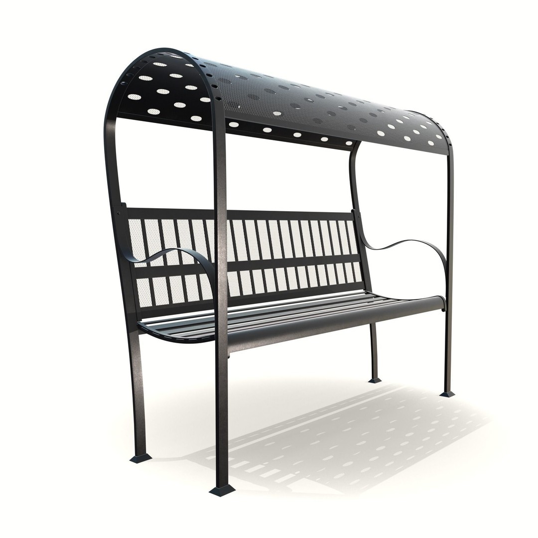 Steel Mesh Outdoor Bench 3D Model – Low Poly Game Asset, PBR, Blender, FBX - View 8