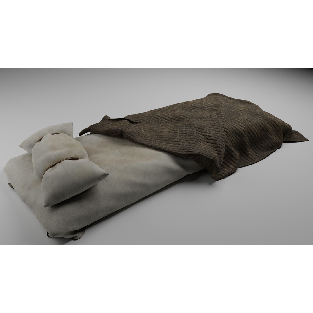 Old Bed Mattress 3D Model – PBR Textured Asset for Blender, FBX, OBJ