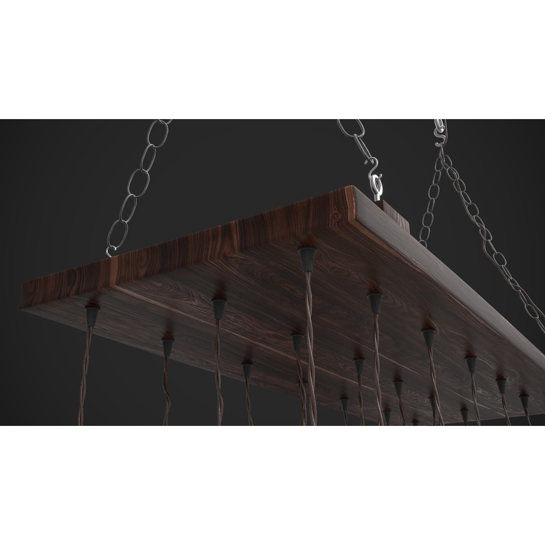 Edison Bulb Lamp Chandeliers 3D Model – Loft Style, Textured, FBX - View 10