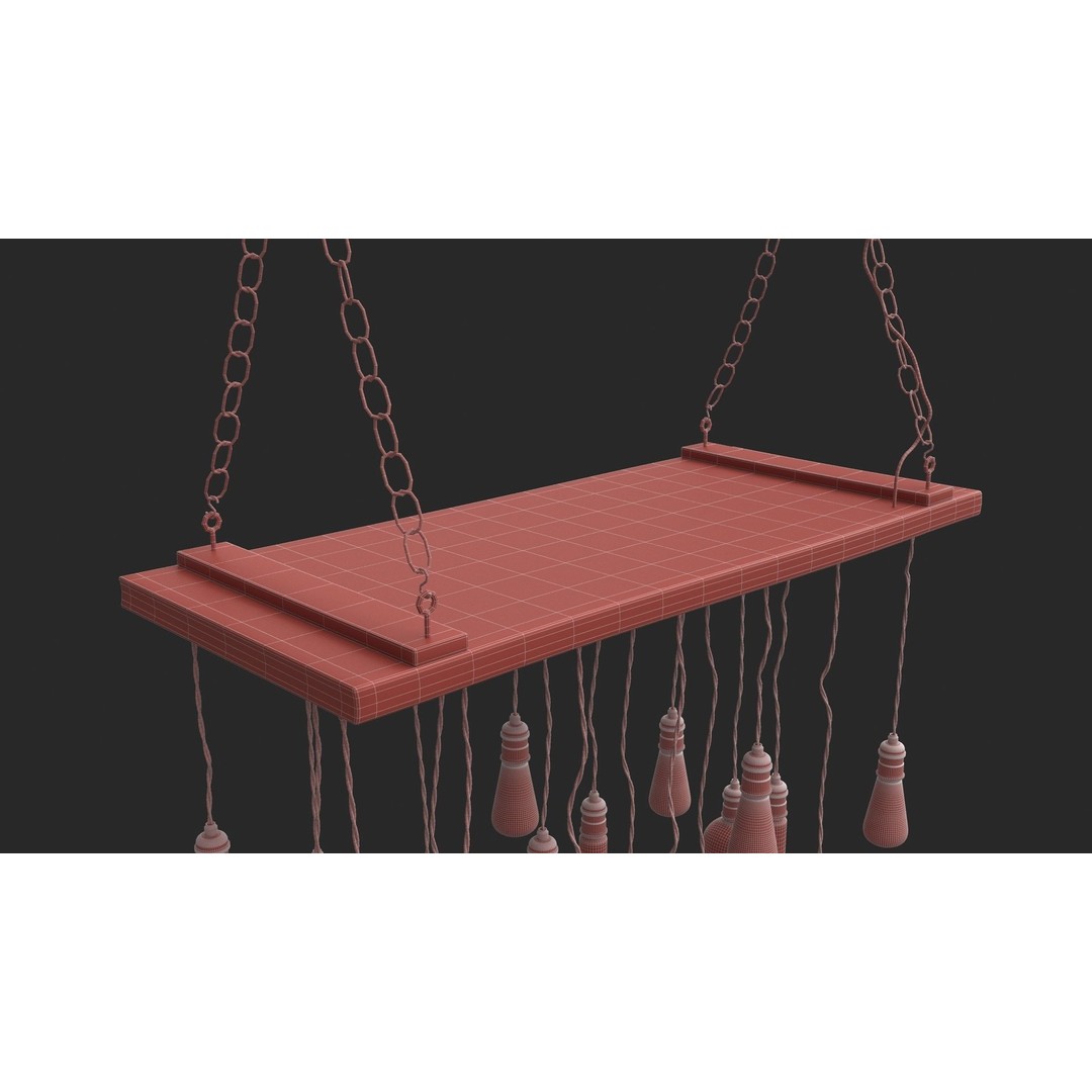 Edison Bulb Lamp Chandeliers 3D Model – Loft Style, Textured, FBX - View 18
