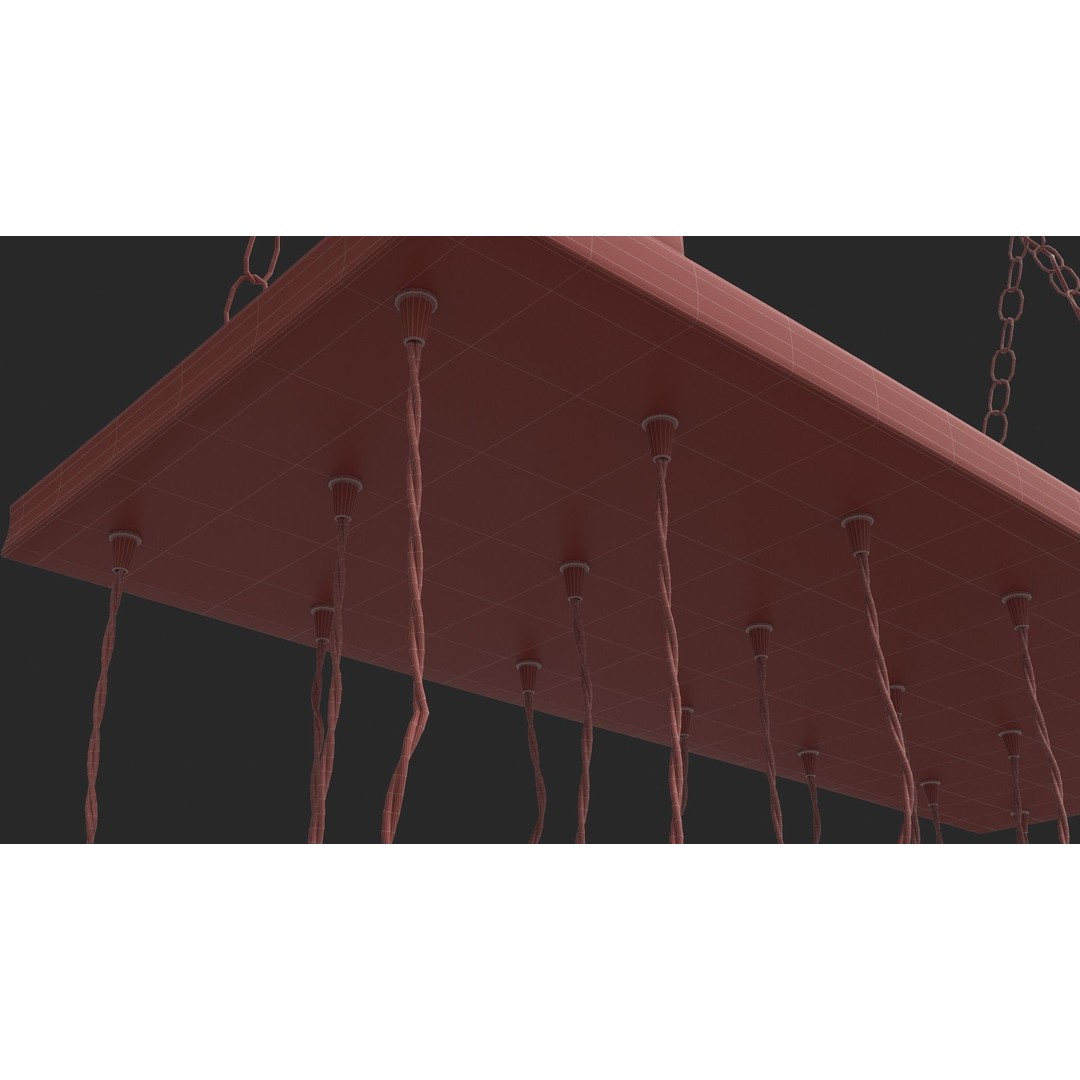 Edison Bulb Lamp Chandeliers 3D Model – Loft Style, Textured, FBX - View 20