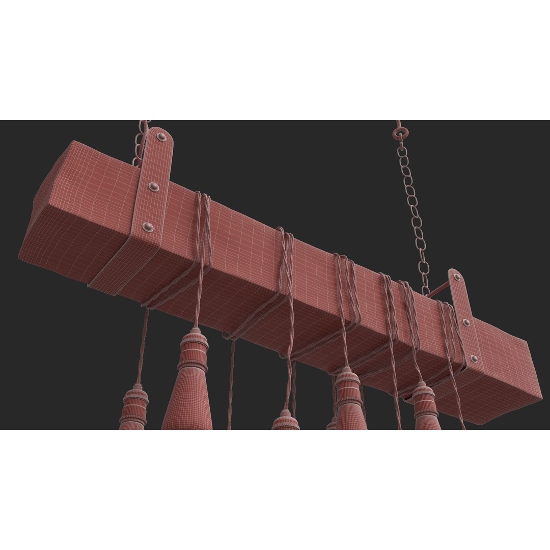 Edison Bulb Lamp Chandeliers 3D Model – Loft Style, Textured, FBX - View 24