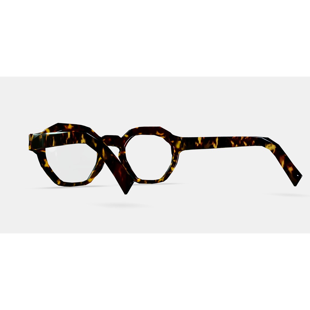 Javier Eyeglasses 3D Model – Black Oak Tortoise PBR Asset - View 3