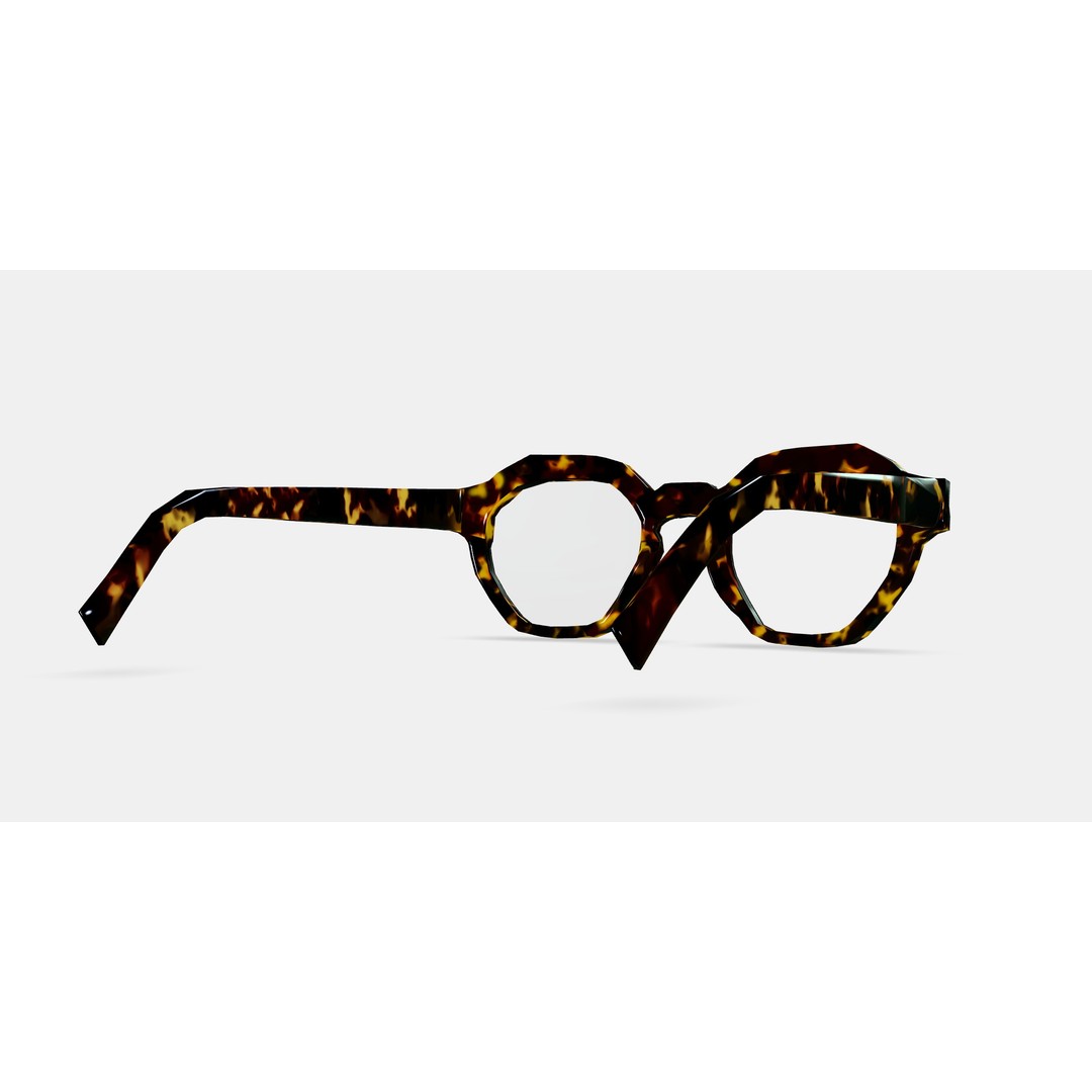 Javier Eyeglasses 3D Model – Black Oak Tortoise PBR Asset - View 7