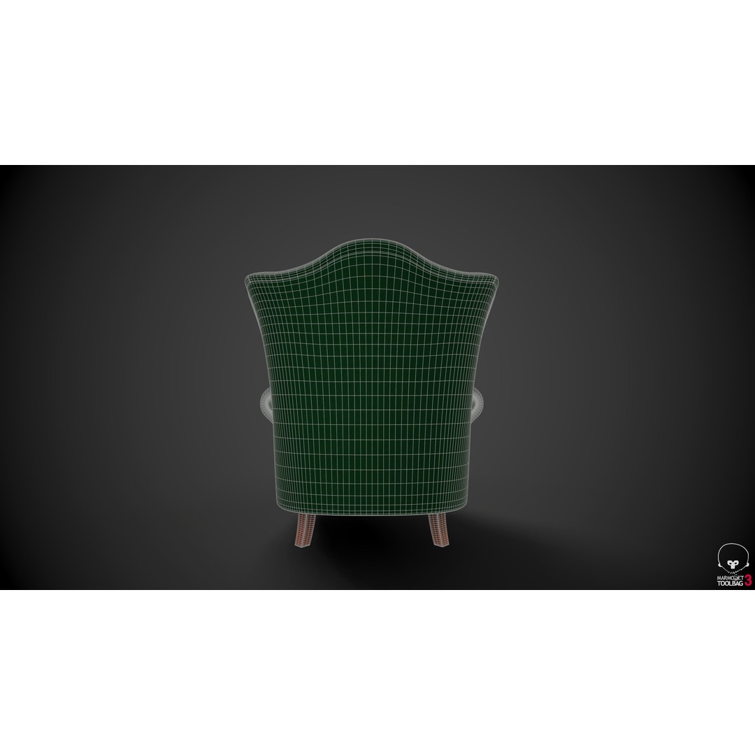 Wingback Chairs 3D Model – Low Poly Armchair with PBR Textures - View 10