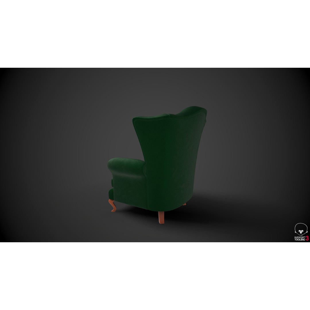 Wingback Chairs 3D Model – Low Poly Armchair with PBR Textures - View 11