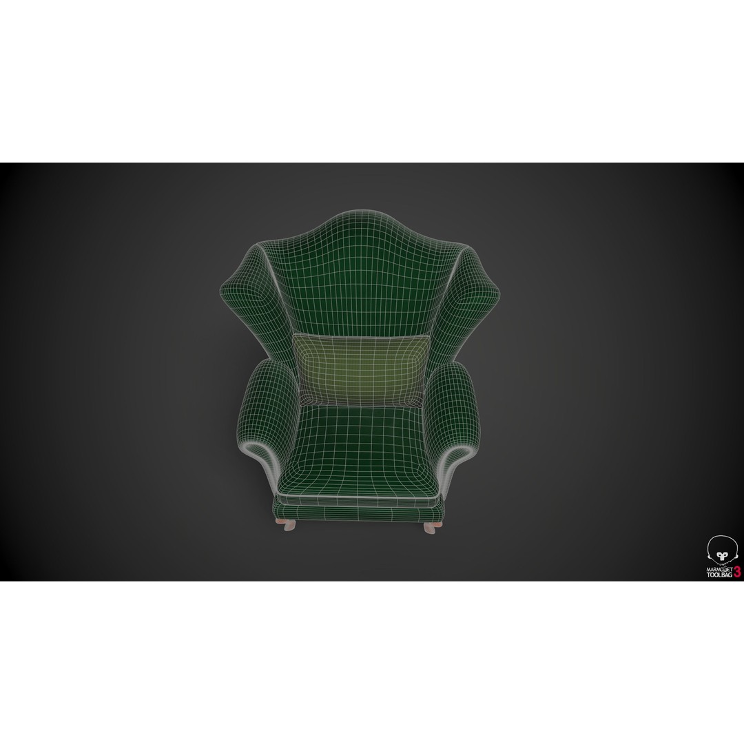 Wingback Chairs 3D Model – Low Poly Armchair with PBR Textures - View 14