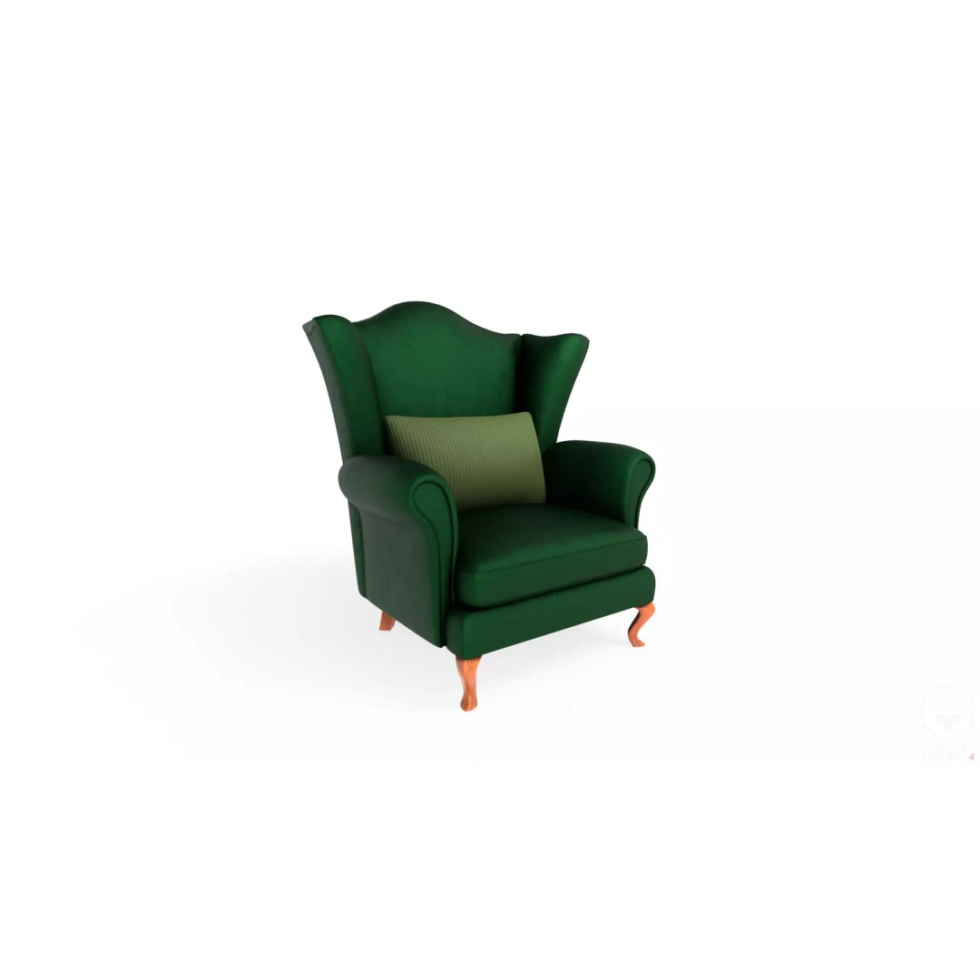 Wingback Chairs 3D Model – Low Poly Armchair with PBR Textures - View 2