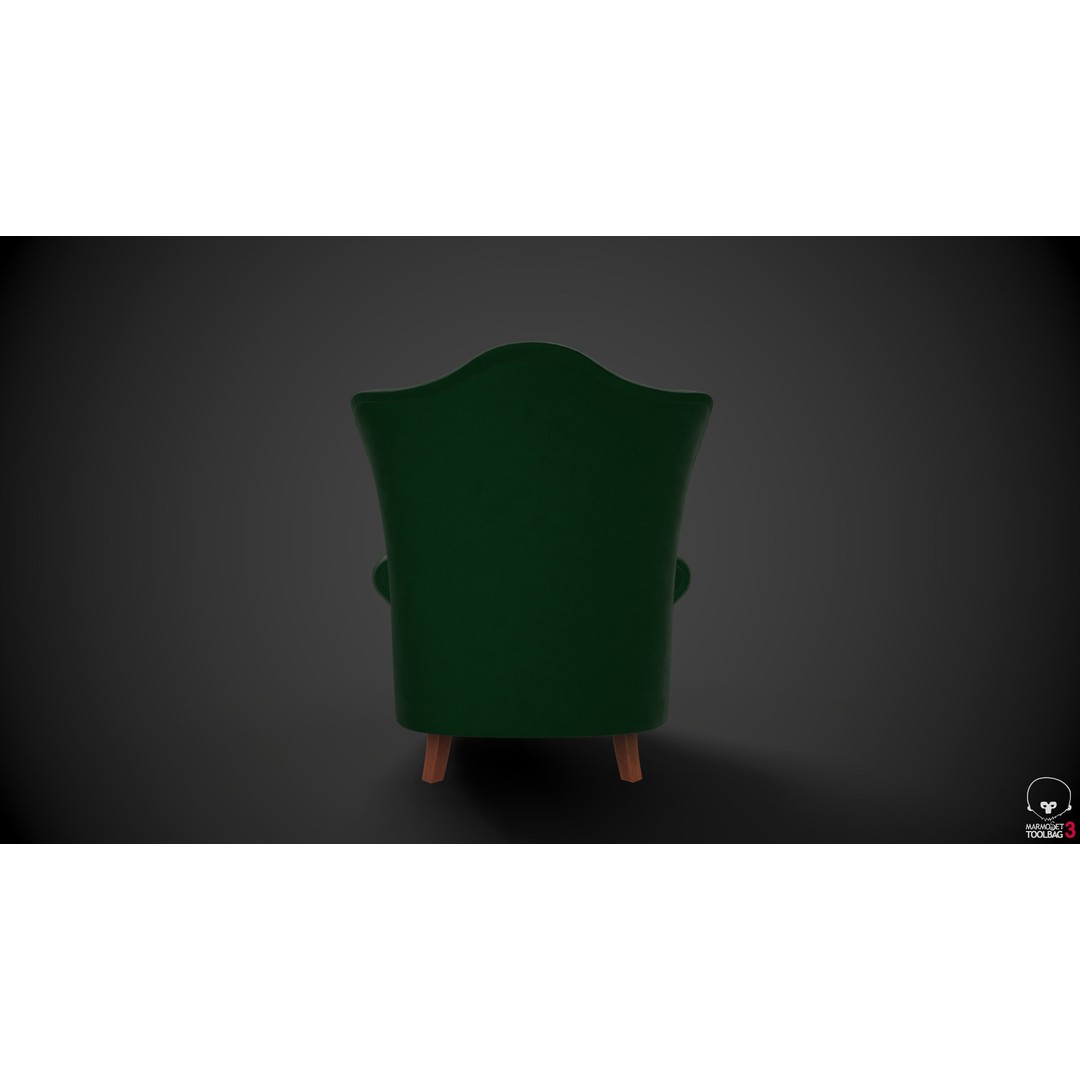 Wingback Chairs 3D Model – Low Poly Armchair with PBR Textures - View 9