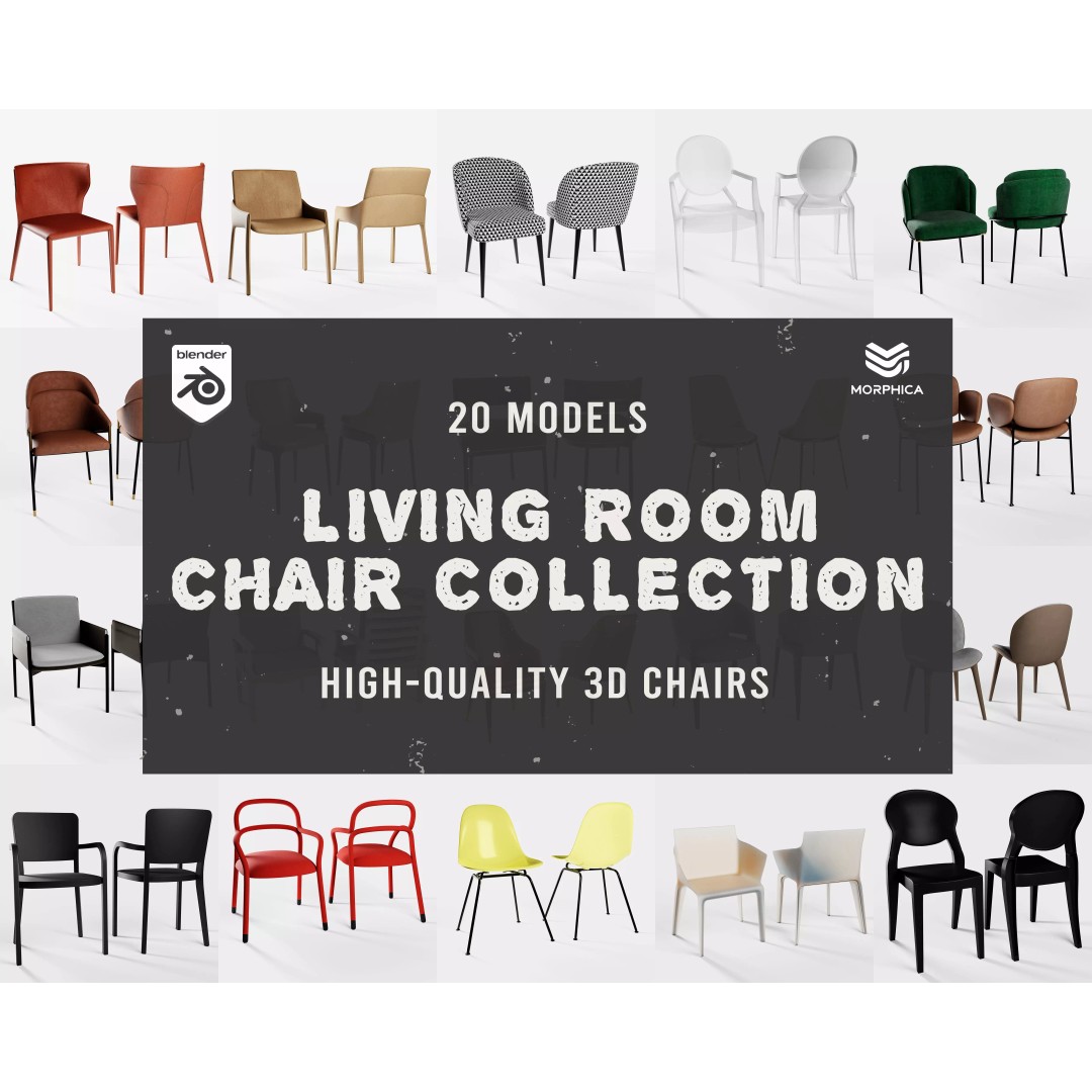 Modern Chair 3D Model – Living Room Collection with PBR Textures - View 2