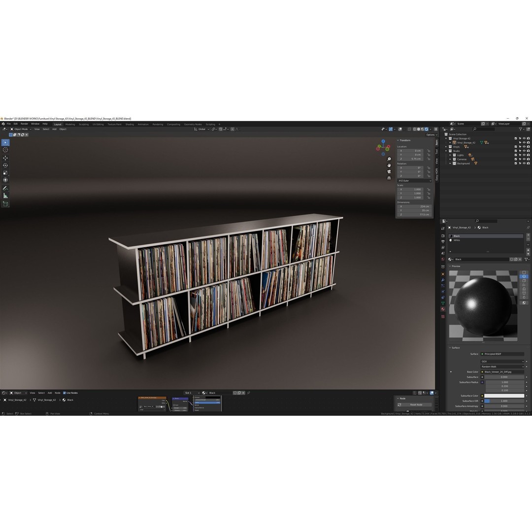 Vinyl Storage 3D Model – Realistic Cabinet for LP Collection, FBX - View 11