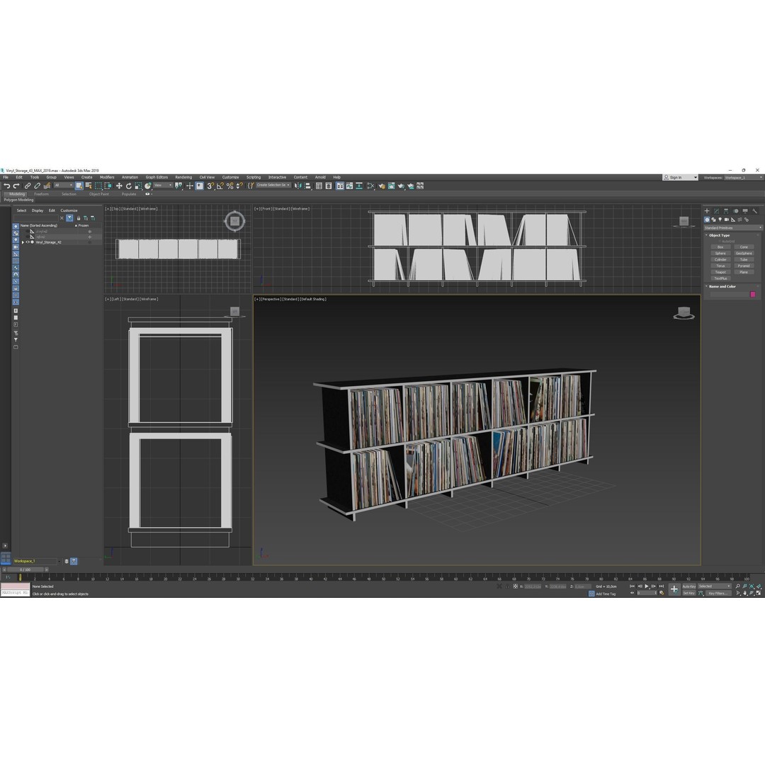 Vinyl Storage 3D Model – Realistic Cabinet for LP Collection, FBX - View 12