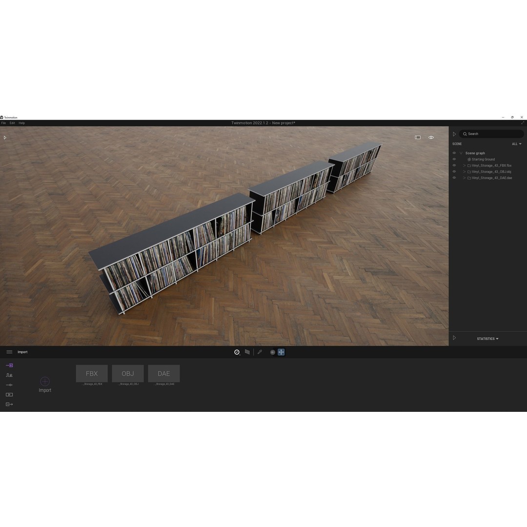 Vinyl Storage 3D Model – Realistic Cabinet for LP Collection, FBX - View 13
