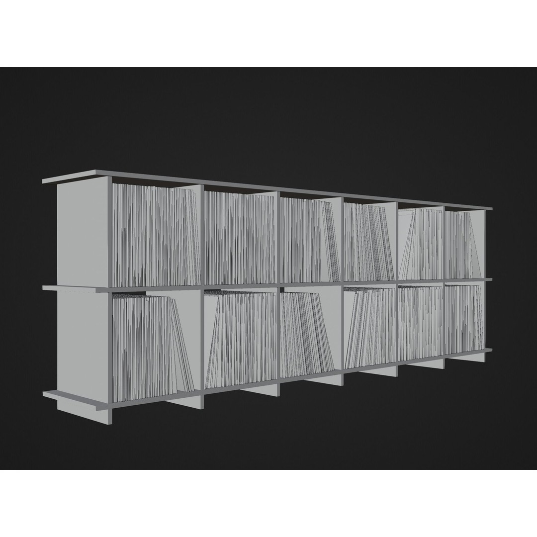 Vinyl Storage 3D Model – Realistic Cabinet for LP Collection, FBX - View 14
