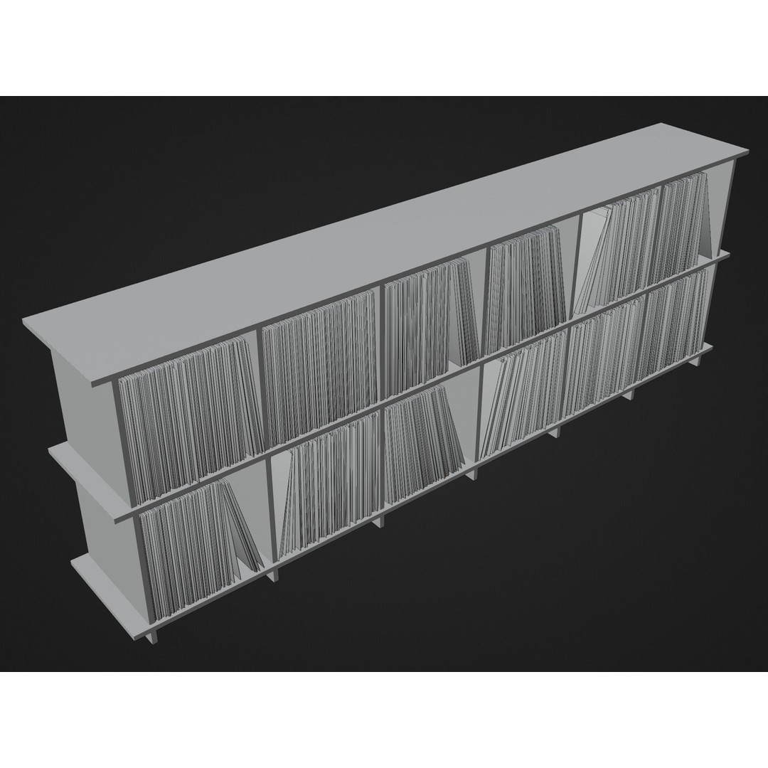 Vinyl Storage 3D Model – Realistic Cabinet for LP Collection, FBX - View 16