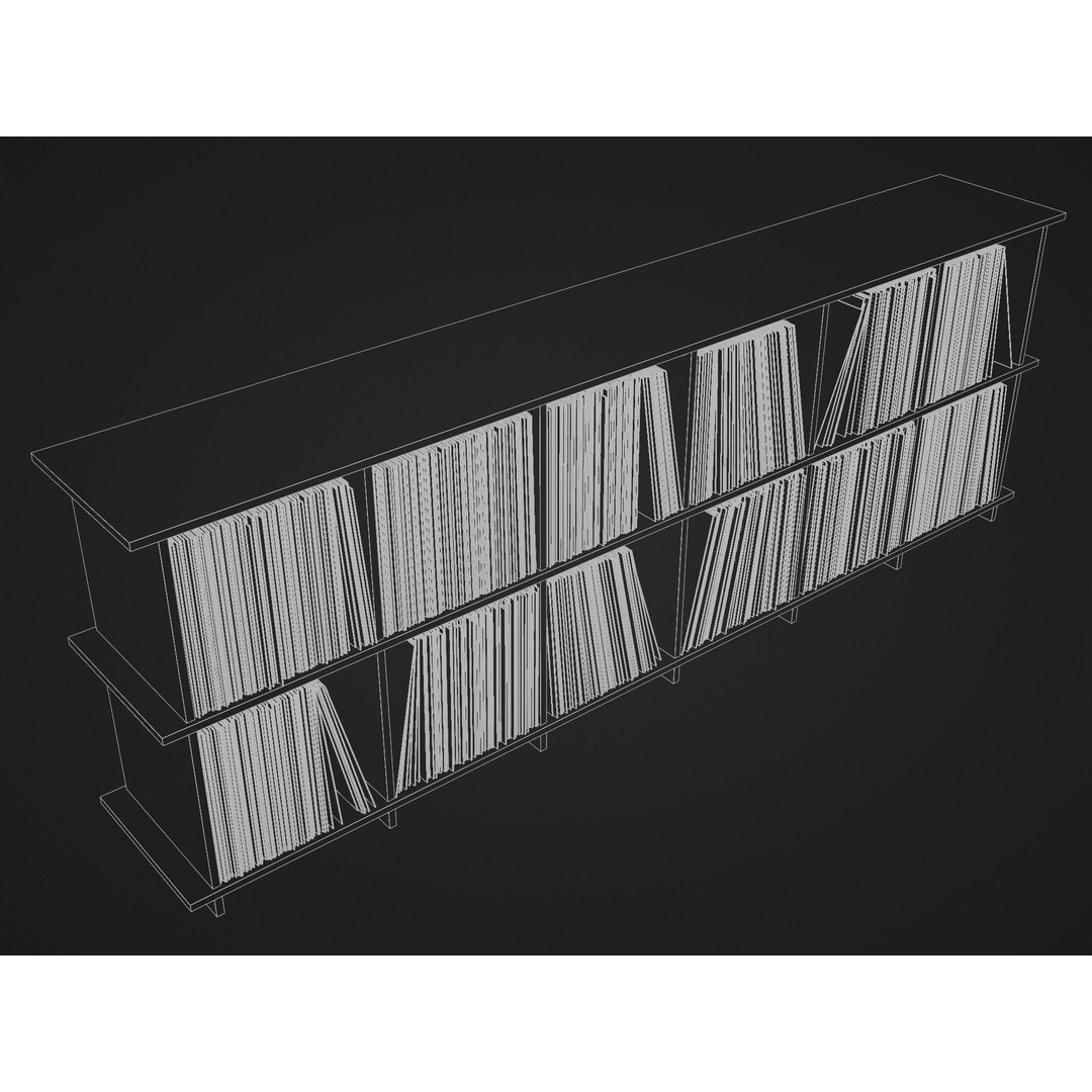 Vinyl Storage 3D Model – Realistic Cabinet for LP Collection, FBX - View 20
